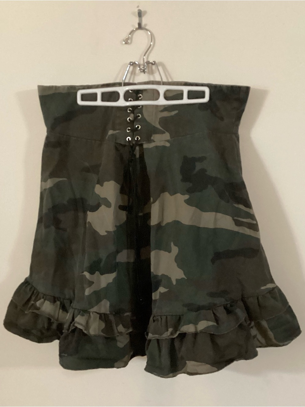 Fanplusfriend Camo Lace-Up Ruffle Mini Skirt - Green Camo - OSFM - Lolita/Punk
